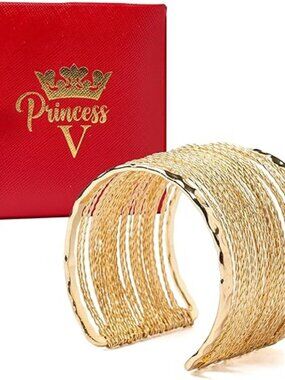 18K Gold Plated Cuff Bracelet | Adjustable Open Bangle